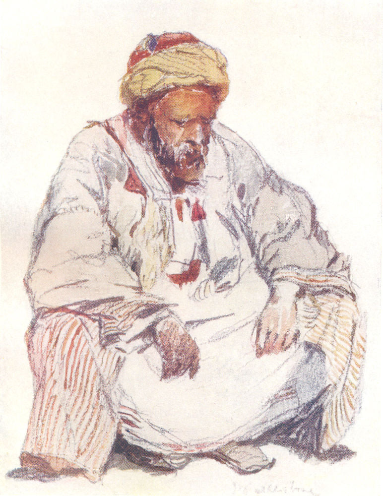 SYRIA. Seated figure of Syrian shepherd in sheepskin coat 1902 old print
